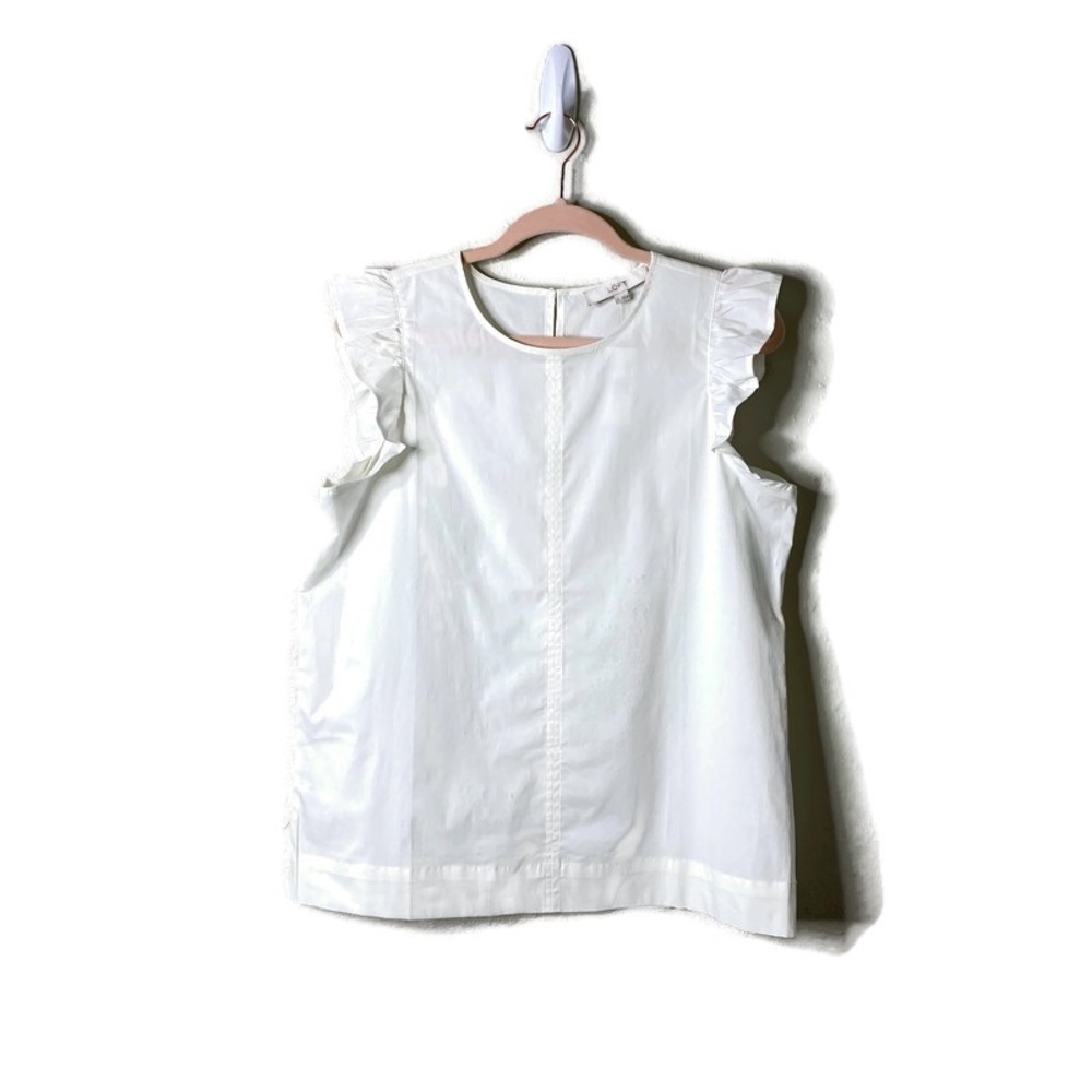 𝅺LOFT White Short Sleeve MEDIUM Blouse NWT